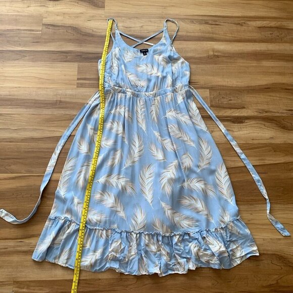 Torrid Light Blue Feather Challis Tie Midi Dress 0 Women’s Large - Picture 15 of 16